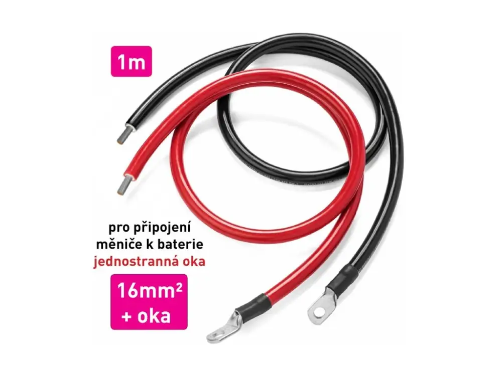 Akční Cena Kabel propojovací s oky - 16mm², délka 1m (černý + červený)