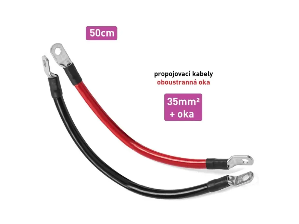 Nakupujte Hned Kabel propojovací s oky - 35mm², délka 50cm (černý + červený)