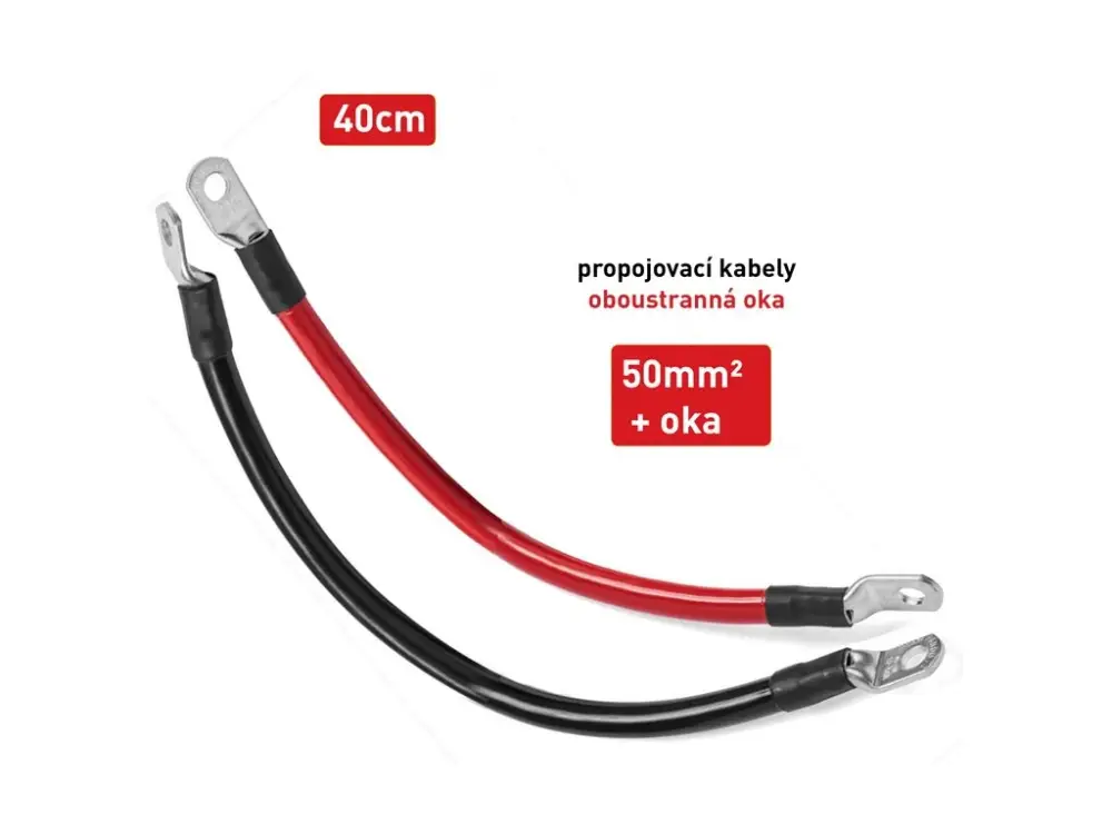 Rychlé Dodání Kabel propojovací s oky - 50mm², délka 40cm (černý + červený)