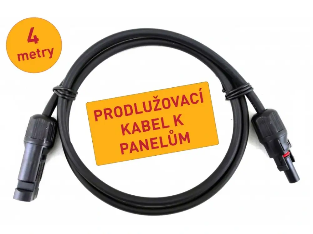 Novinka Prodlužovací solární kabel 4 mm², UV ochrana - s konektory - 4m