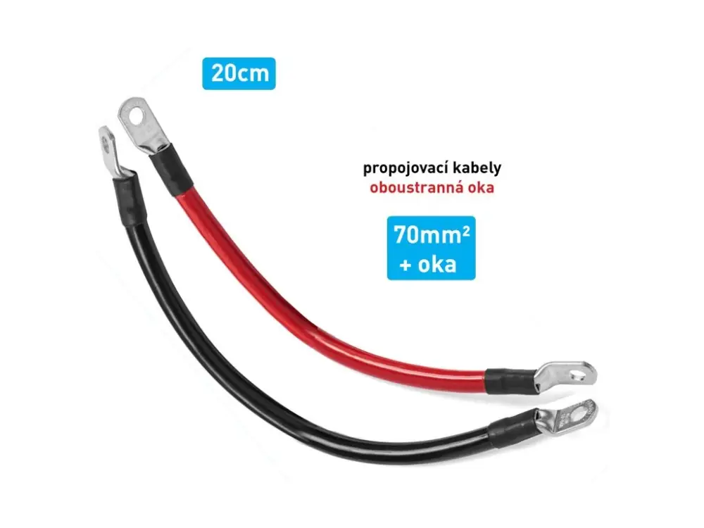 Pouze Dnes Kabel propojovací s oky - 70mm², délka 20cm (černý + červený)