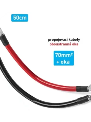 Kabel propojovací s oky - 70mm², délka 50cm (černý + červený) Omezená Nabídka