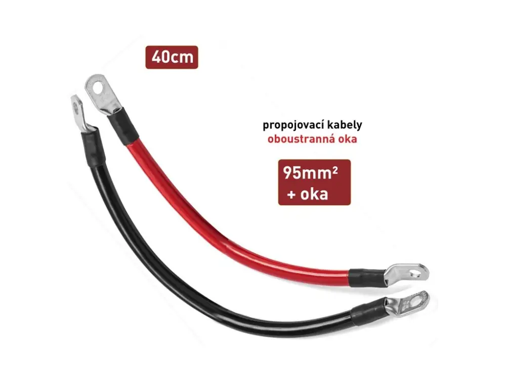 Kabel propojovací s oky - 95mm², délka 40cm (černý + červený) Cenový Hit