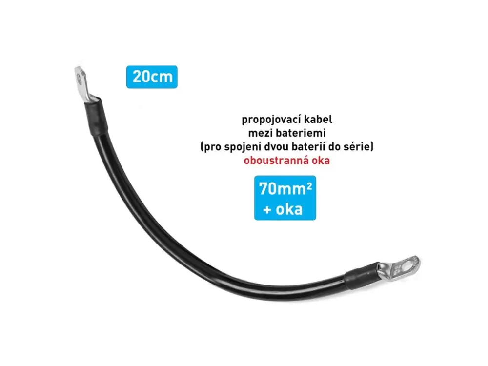 Kabel SINGL propojovací s oky - mezi bateriemi - 70mm², délka 20cm Dokud Zásoby Vydrží