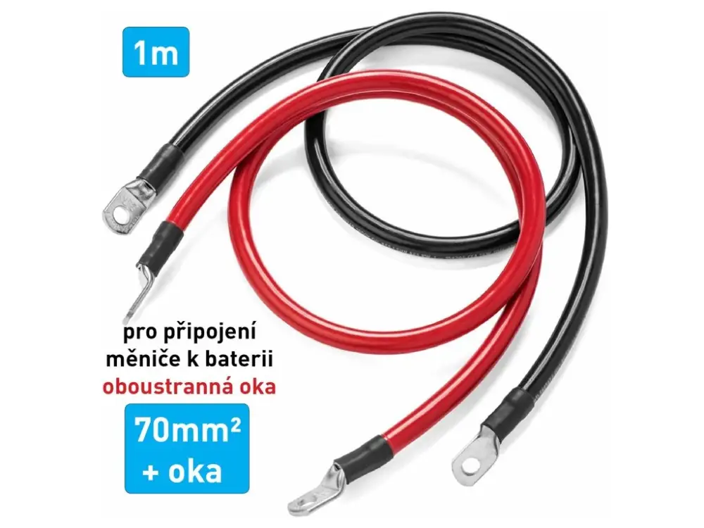 Kabel propojovací s oky - 70mm², délka 1m (černý + červený) Cenová Bomba