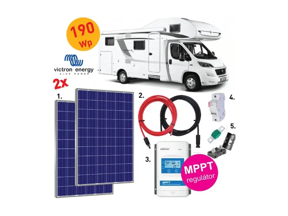 Bezpečná Platba 190Wp sestava KARAVAN - 2x panely Victron Energy - MPPT regulátor