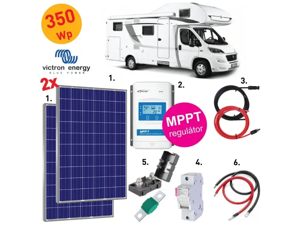 Nakupujte Hned 350Wp sestava KARAVAN -MPPT- 2x panely Victron Energy