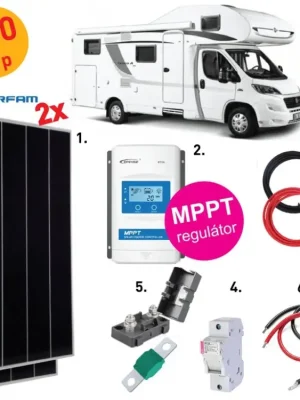 Cenově Výhodný 400Wp sestava KARAVAN - MPPT regulátor 2x panely Solarfarm