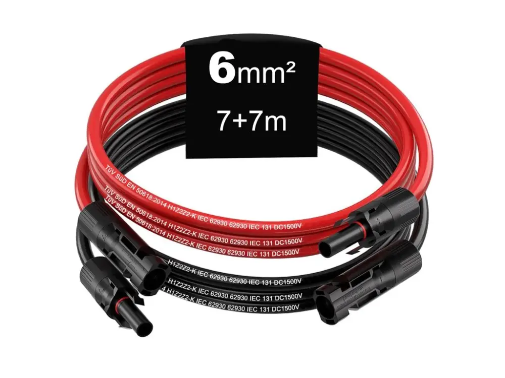 Solární kabely PRODLUŽOVACÍ včetně 2 párů konektorů MC4 - 7+7m (6mm²) Must-Have