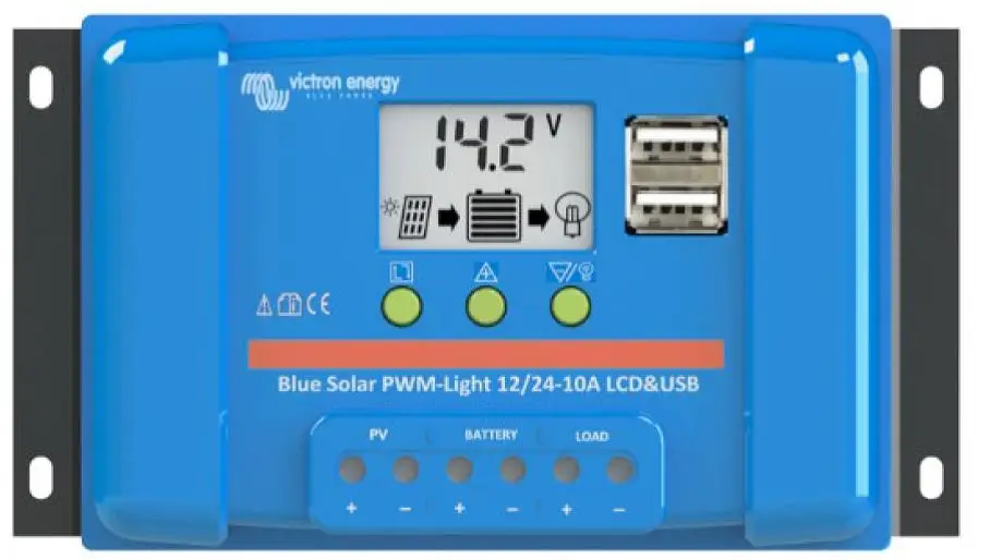 PWM solární regulátor Victron Energy LCD&USB 12V/120Wp nebo 24/240Wp, 10A Cenová Bomba