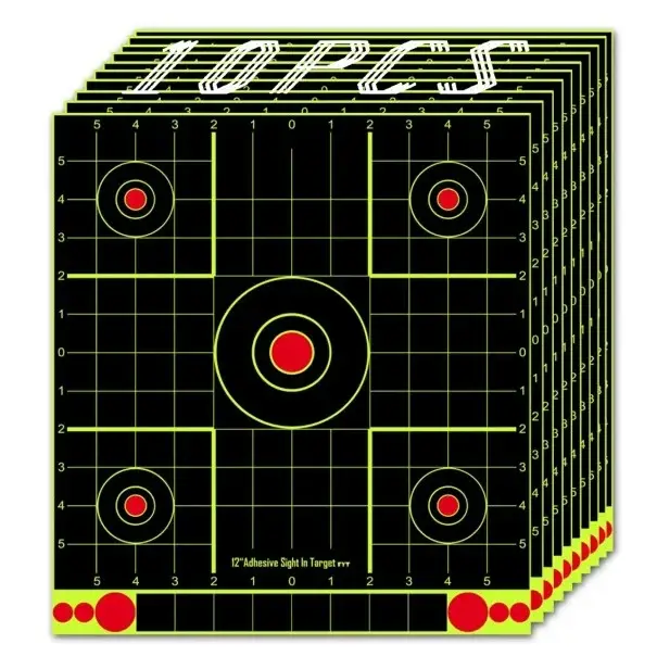 10 ks Reflexní samolepicí terče 30,5 x 33 cm 12 x 12 palců Čtvercové střelecké terče s rozstřikem Fosforově žlutý zásah Koupit Online