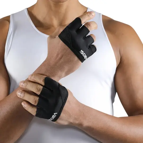 Oblíbený Čtyřprsté cvičební rukavice vel. M, protiskluzové fitness návleky pro obvod dlaně 15–18 cm, ochrana prstů a dlaní při posilování