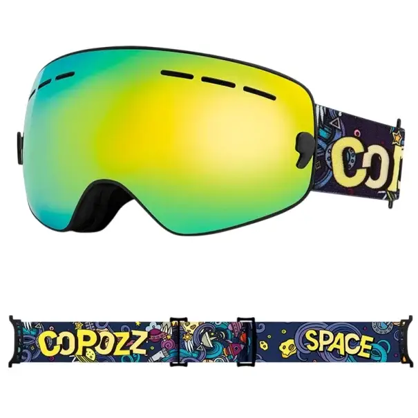 Dětské lyžařské brýle 15,5 x 8,2 cm UV400 Unisex Polykarbonát Nemlžící Zelené s potiskem vesmíru Pouzdro na brýle Top Prodej