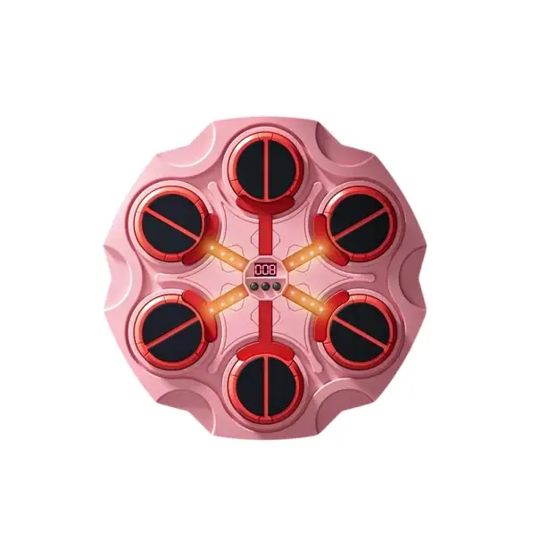 Originální Chytrý hudební boxerský stroj nástěnný terč s LED displejem 6 cílů domácí fitness trenažér pro bojové sporty dekomprese trénink bez Bluetooth růžová