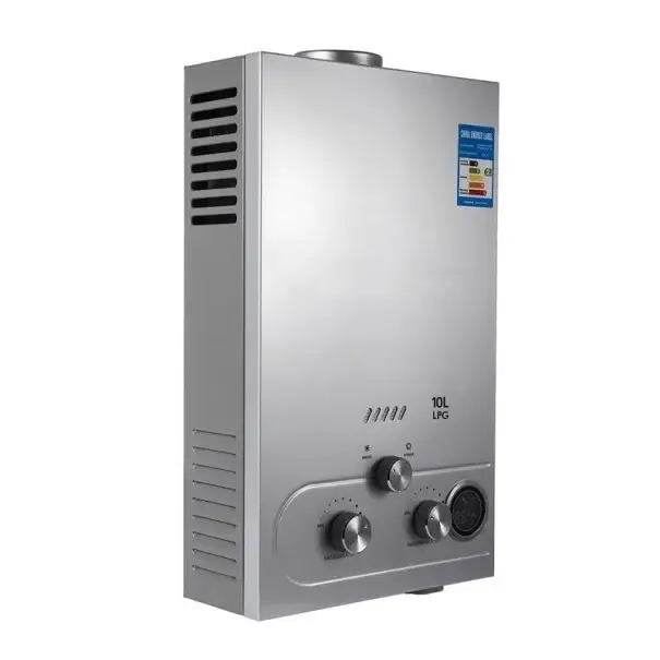 Must-Have Kempingový průtokový ohřívač vody LPG Nástěnný ohřívač vody Přenosná sprcha s teplou vodou Digitální displej Provoz na láhev propan butan 10 l 20 kW