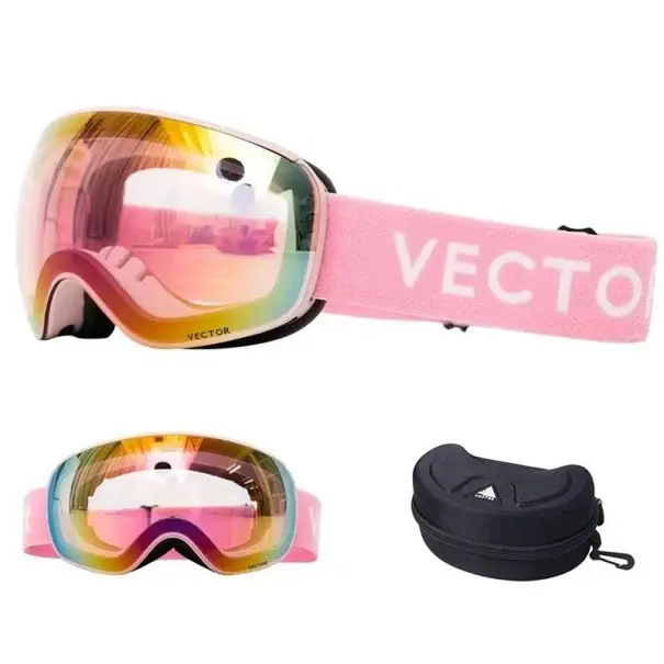 Lyžařské brýle 19,0 x 10,5 cm UV400 Unisex Polykarbonát Nemlžící 43,2% Růžové Vector Pevné pouzdro Originální