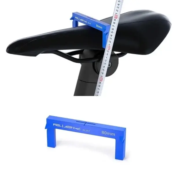 Měřicí nástroj na výšku sedla kola 10 x 4 cm Modrý Hliníkový měřič výšky cyklistického sedla Přesné nastavení a kalibrace pro cyklisty Víkendová Akce
