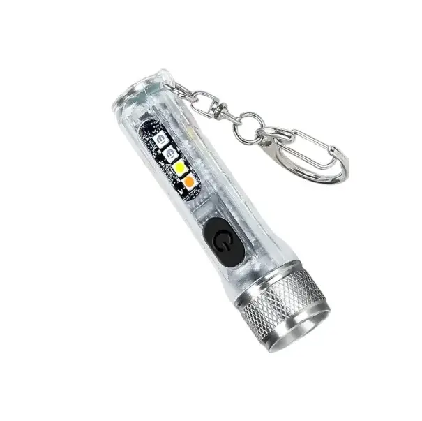 Mini dobíjecí LED svítilna na klíče 6,6 × 1,7 cm USB-C magnet klip UV světlo více režimů kapesní světlo Finální Výprodej