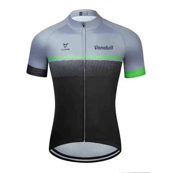 Pánské cyklistické sportovní tričko s krátkým rukávem na zip se 3 zadními kapsami pro cyklistiku a sport, černo-šedé Akční Cena