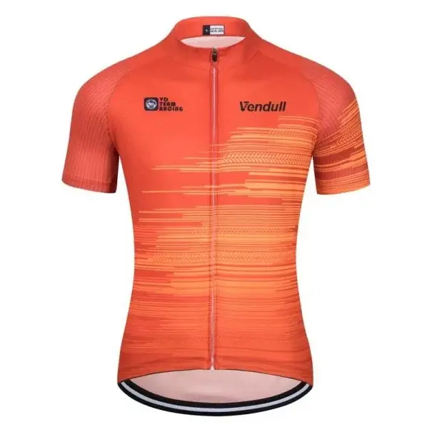 Odeslání Ihned Pánské cyklistické sportovní tričko s krátkým rukávem na zip se 3 zadními kapsami pro cyklistiku a sport, oranžové