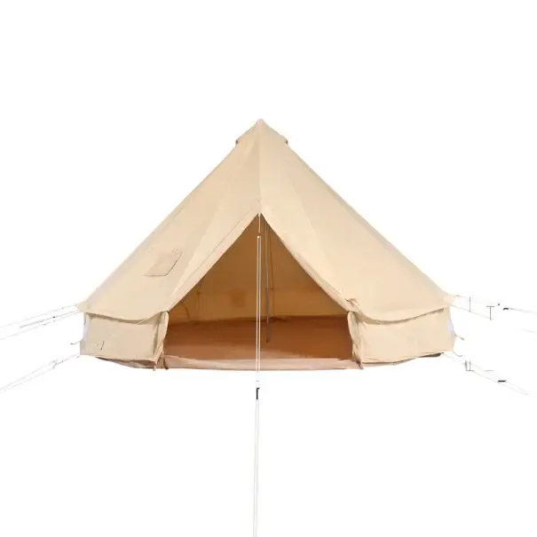 Must-Have Plátěný stan zvonový kempingový 3,5 x 6 m prodyšný béžový bell tent pro glamping kemping a festivaly