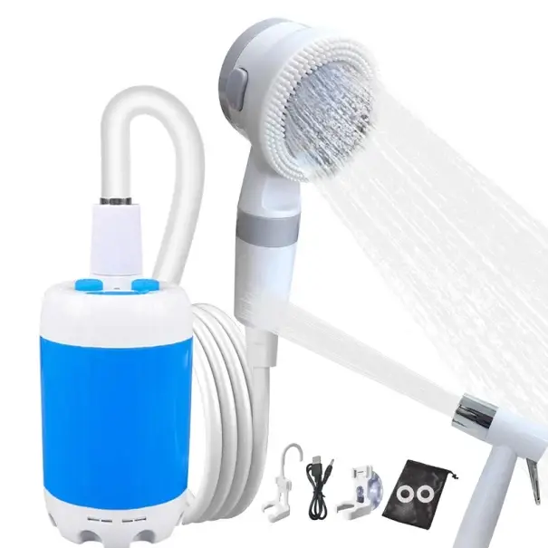 Přenosná dobíjecí venkovní sprcha 5l-3l/min 200cm hadice ABS PVC Masážní hlavice Tryska na mytí auta Kempování Cestování Nabíjecí kabel Omezená Nabídka