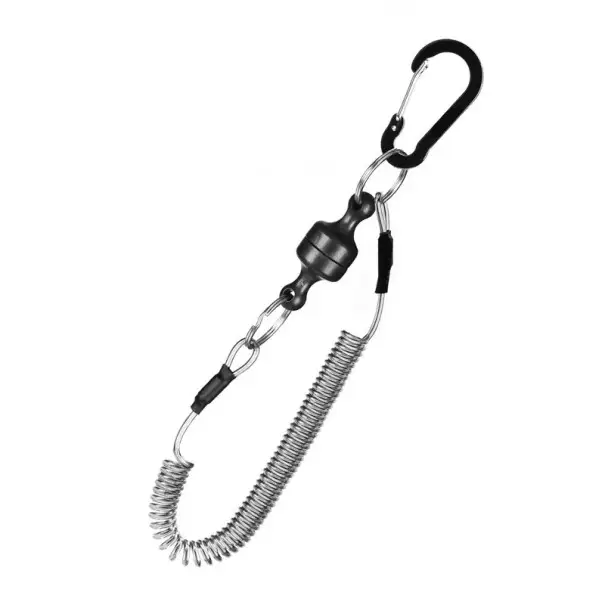 Rybářský magnetický klip s karabinou a bezpečnostní pružinou max. 150 cm Silný magnetický držák na rybářské náčiní Rychloupínací klip na kleště, podběráky a příslušenství Nízká Cena