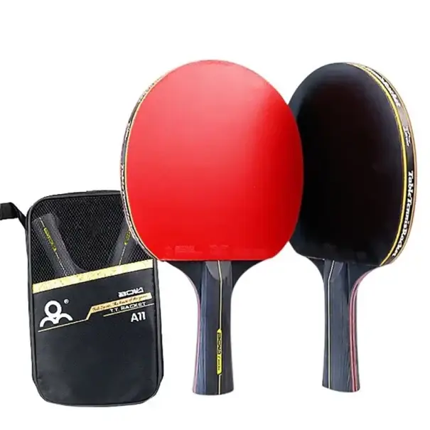 Sada 2 ks pálky na stolní tenis s dlouhou rukojetí 7 vrstev dřeva elastická pěna a guma sportovní rakety s ochranným pouzdrem Jen Po Omezenou Doba