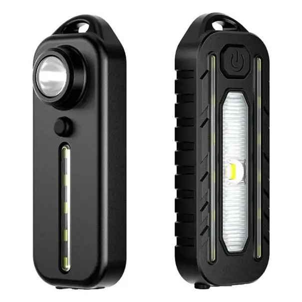 Pouze Dnes Sada 2x LED svítilna s klipem na oblečení a držákem na řídítka USB nabíjení COB pásek 5 režimů bílé červené modré světlo 7x2,5 cm