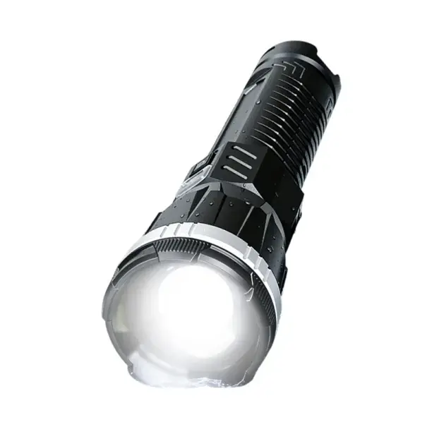 Expresní Doručení Výkonná LED svítilna s trojnožkou USB dobíjecí 8 režimů osvětlení multifunkční černá pro outdoor a nouzové použití