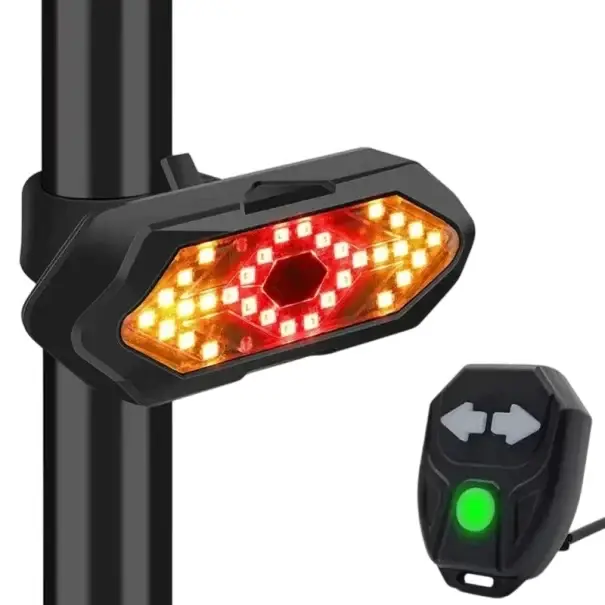 Poslední Šance Zadní LED světlo na kolo 9,4 x 3,25 x 2,6 cm USB dobíjecí Dálkově ovládané směrové světlo 900mAh Bezdrátové ovládání 5 režimů svícení