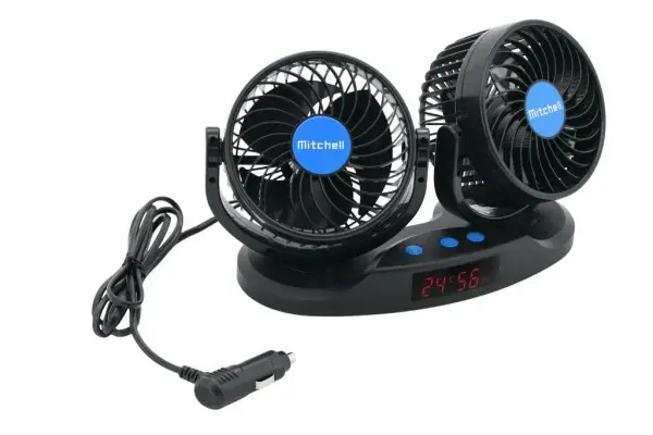 Ventilátor Mitchell DUO 2x130mm, 12V s teploměrem Poslední Šance