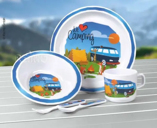 Cenový Hit Sada dětského melaminového nádobí CAMP4 "WE LOVE CAMPING", 5ks