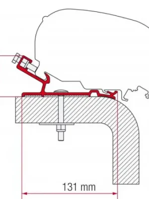 Adaptér na uchycení markýzy Fiamma F65 a F80S delky 370 cm na střechu Hymer Akce