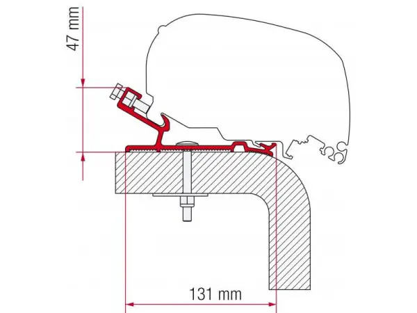 Adaptér na uchycení markýzy Fiamma F65 a F80S delky 370 cm na střechu Hymer Akce