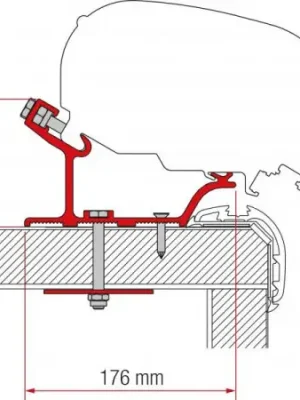 Adaptér na uchycení markýzy Fiamma F65 a F80 delky 490 cm na střechu Carthago Malibu Víkendová Akce