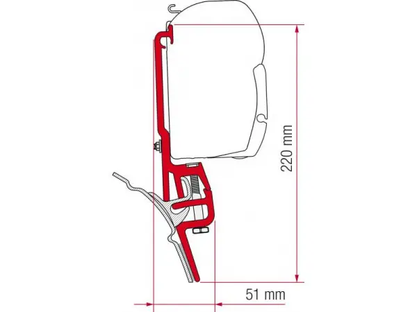 Sleva Adaptér na uchycení markýzy Fiamma F45S a F35 na stěnu VW T4 L1/L2/H1 s okapovou listinou Brandrup/Reimo