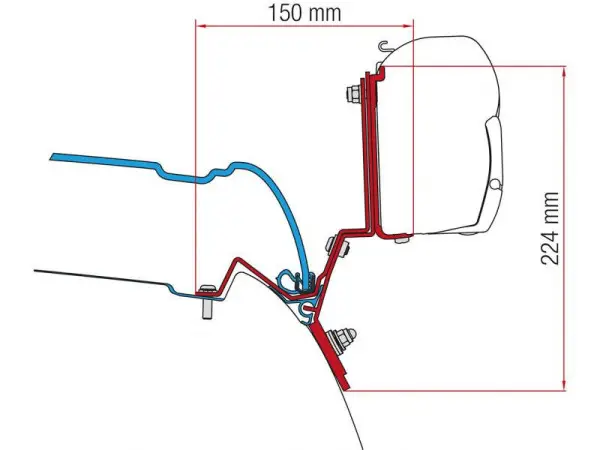 Adaptér na uchycení markýzy Fiamma F45S délky 260 cm a F35pro délky 270 cm na stěnu Mercedes V-Class Marco Polo L2/H1 (2014-) Levný