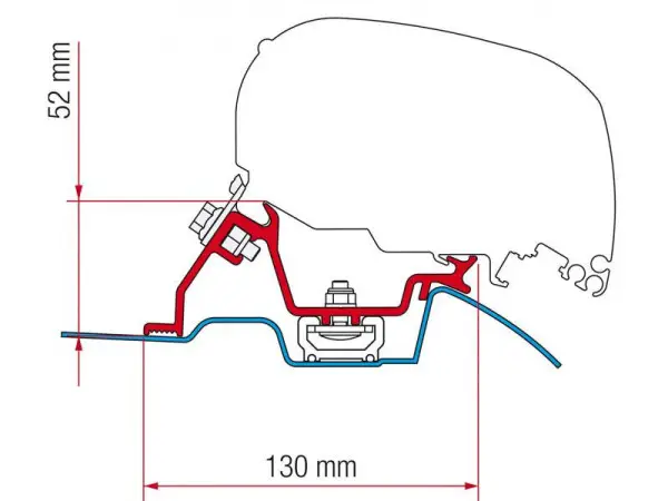 Přímo Od Výrobce Adaptér na uchycení markýzy Fiamma F65S na střechu se střešní kolejnicí VW Crafter/Mercedes Sprinter H2 (2006-2017)