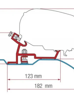 Adaptér na uchycení markýzy Fiamma F65S a F80S do delky 370 cm na střechu Citroën Jumper/Fiat Ducato/Peugeot Boxer X250/X290 L2/L3/H2 (2006-) Novinka