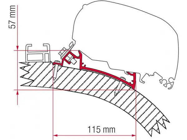 Výprodej Adaptér na uchycení markýzy Fiamma F65 a F80 délka 450 cm na střechu Carthago Chic