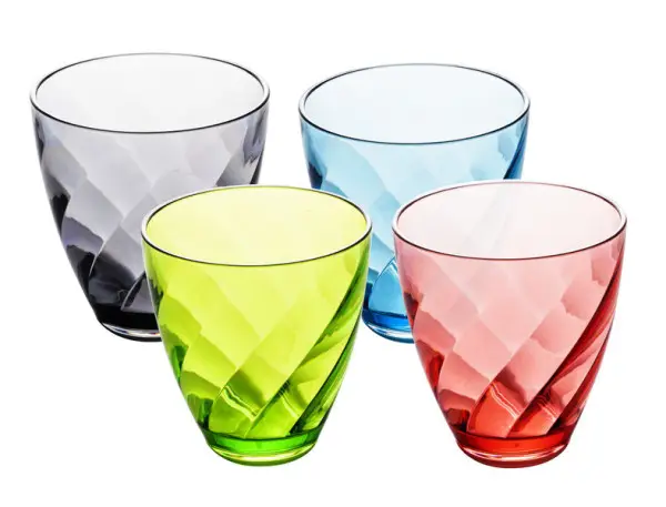 Sklenice na džus/vodu BURANO, sada 4 ks, modrá/limetková/šedá/červená, SAN, 300ml Odeslání Ihned