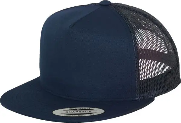 Originální Čepice kšiltovka Snapback, FLEXFIT Yupoong Trucker, šíťkovaná, námořní modrá