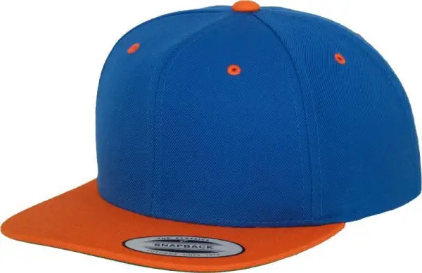 Čepice kšiltovka Snapback, FLEXFIT Yupoong baseballová, oranžovo-modrá Bezpečná Platba