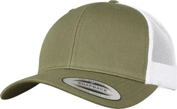 Čepice kšiltovka FLEXFIT Yupoong, Trucker, síťkovaná, buck, olivově-bílá Vysoce Kvalitní