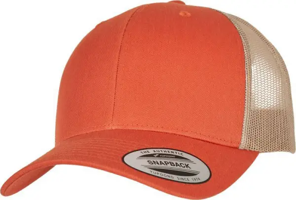 Finální Výprodej Čepice kšiltovka FLEXFIT Yupoong, Trucker, síťkovaná, oranžovo-khaki