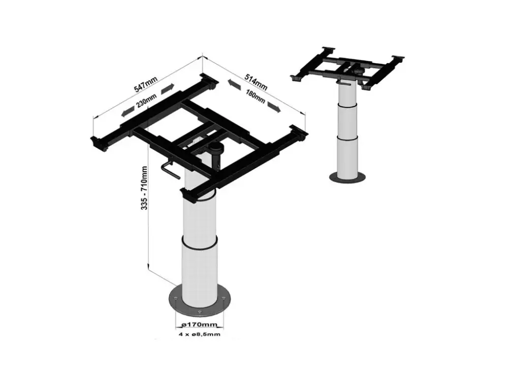 Jednosloupový zvedací rám, posunutí X=180 mm, Y=230 mm Tovární Cena