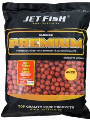 Víkendová Akce Jet Fish Boilie Premium Clasicc 5 kg 20 mm - Chilli / Česnek