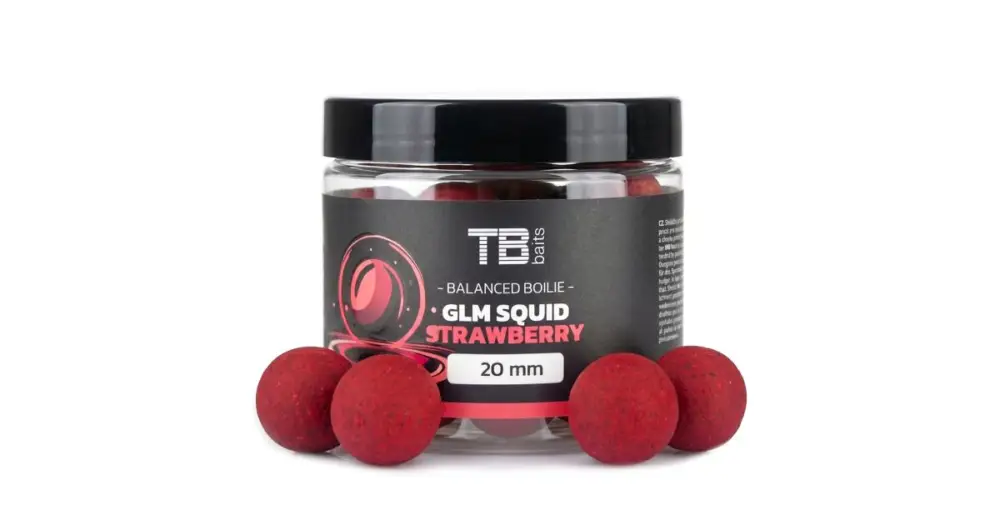 Objednat Nyní TB Baits Vyvážené Boilie Balanced + Atraktor GLM Squid Strawberry 100 g