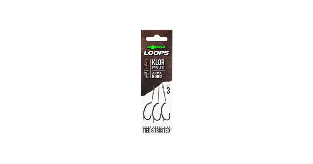 Korda Hotové Montáže Loop Rigs Klor Barbless - Háček 4 Nosnost 30 lb Novinka